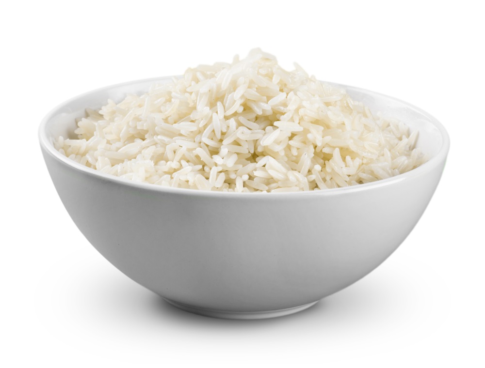 Rice in a bowl on background